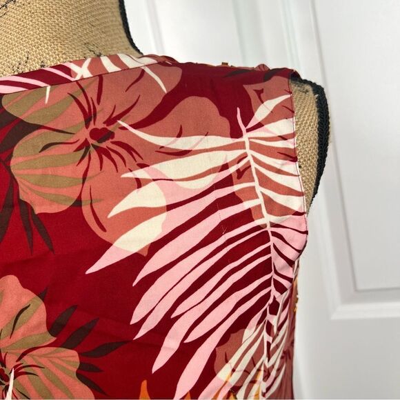 Sz 2P Kate Hill 100% Silk Red & Orange Beaded Faux Wrap Top - Picture 12 of 13